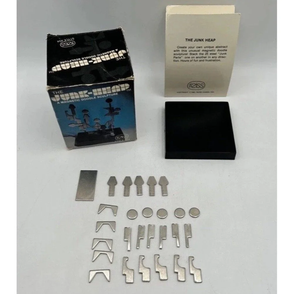 Junk Heap Vintage 1980 Magnetic Sculpture fidget Doodle Table Art USA